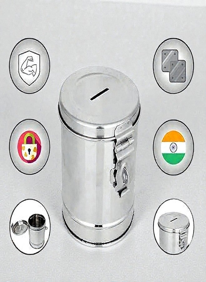 Standify® 800ML Small Money Bank_A Stainless Steel Money Box Heavy Duty Bachat Gulak for Kids & Adults Unbreakable Piggy Bank. - Image 5